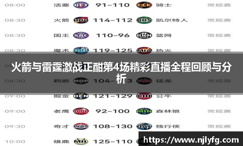 火箭与雷霆激战正酣第4场精彩直播全程回顾与分析